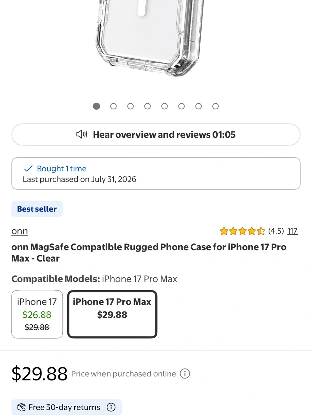 iPhone 17 Pro Max Clear MagSafe-Compatible Protective Phone Case - Transparent